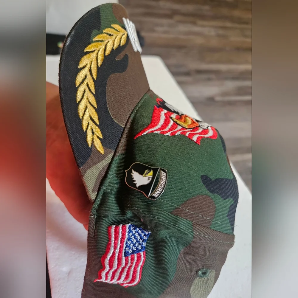 🩵Junior August‎ camouflage baseball cap embroidered American flag💚